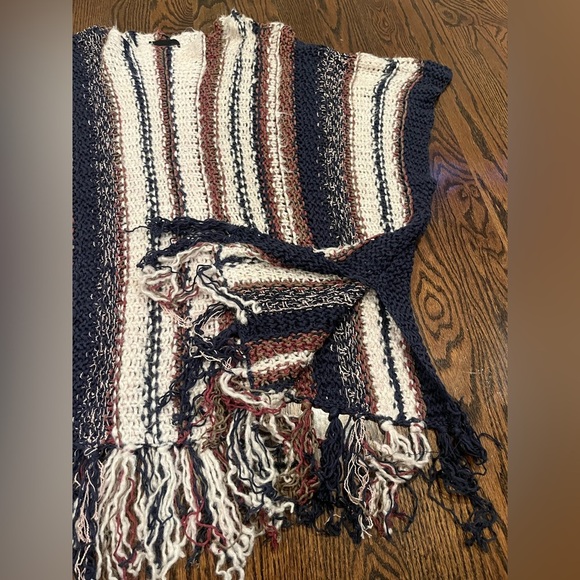 Roberto Collina Women’s Poncho Cotton Silk blend with fringe OS Italy NWOT - Picture 5 of 8